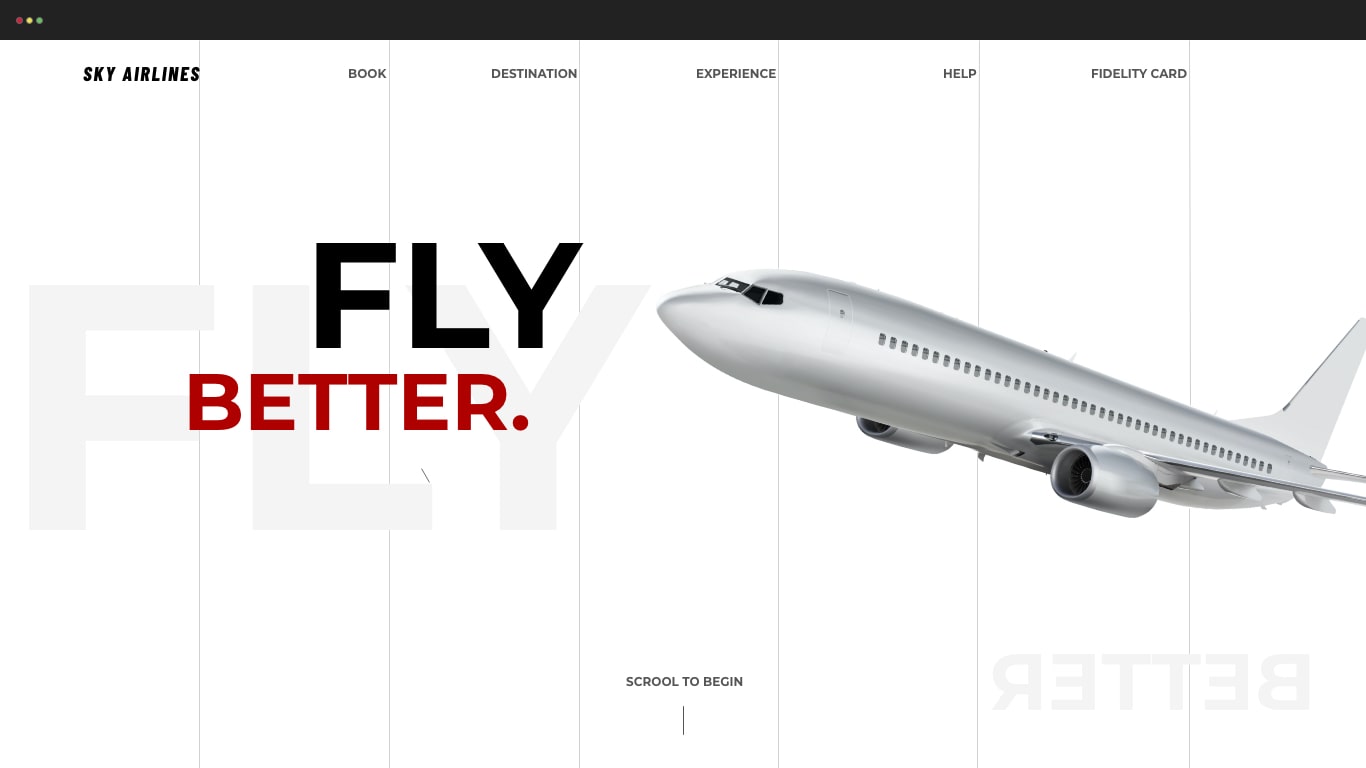 Sito web compagnia aerea versione desktop